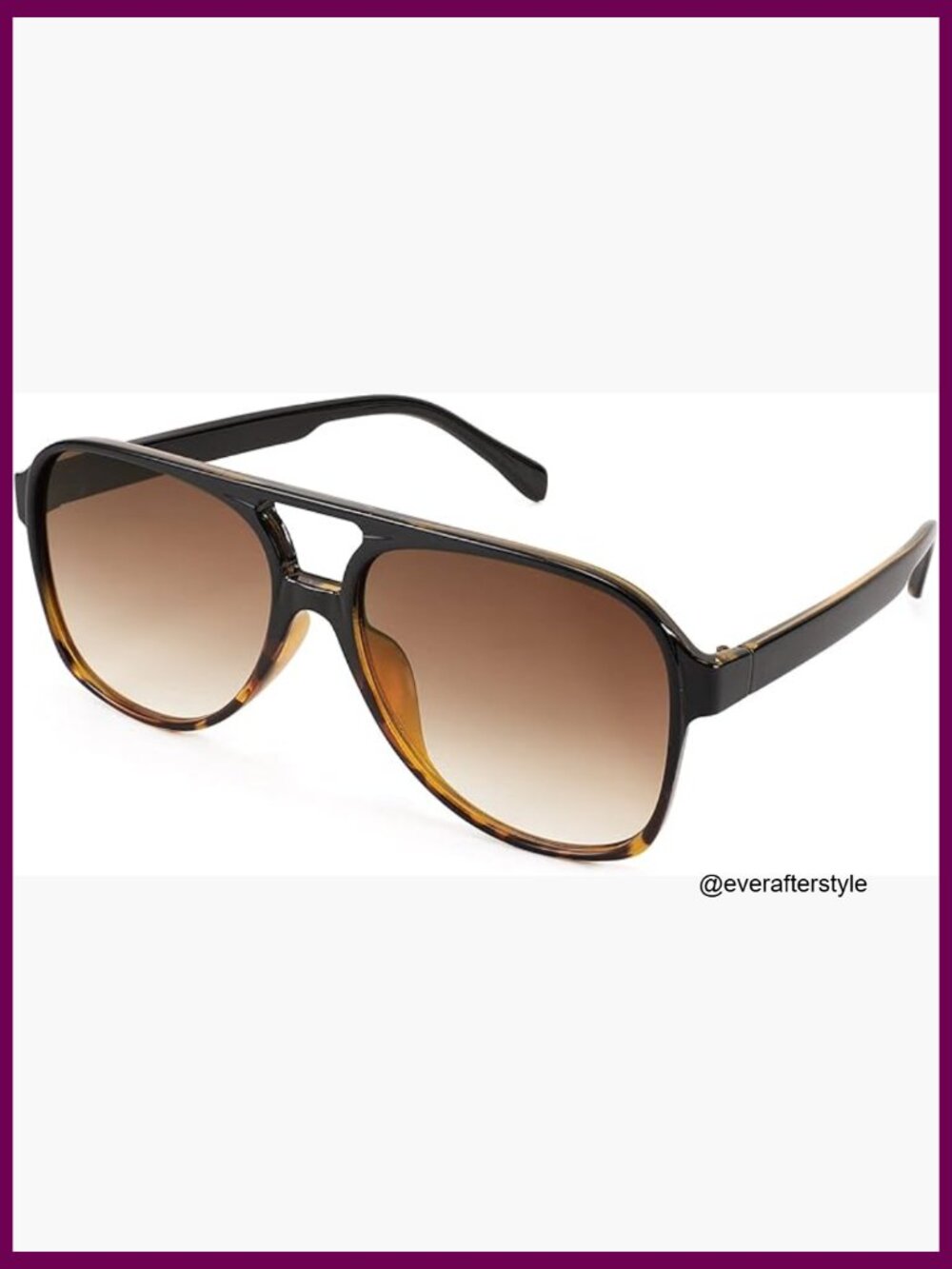 Plastic Aviator Sunglasses Large Squared Frame Uv400 Protection